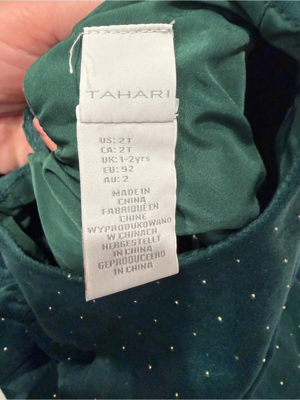 Tahari Teal Velvet Dot Ruffle Dress